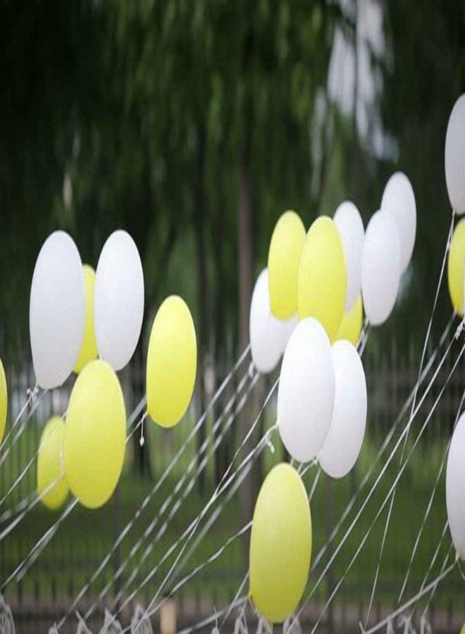 AMFIN® (Pack of 100) 10 Inch Yellow & White Metallic Balloons with Matching Ribbon for Decoration,Balloon for Birthday Decor/Anniversary/Party/Baby Shower/Party/Home Decor - Image 3